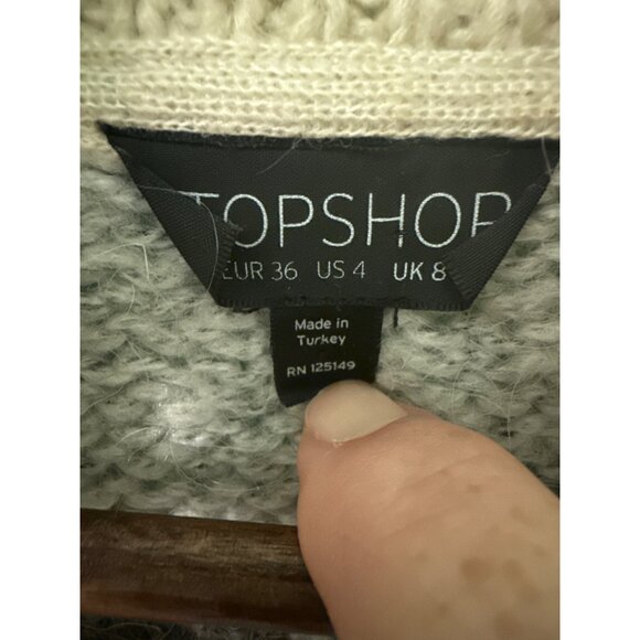 Topshop Womens Nordic Fair Isle Knit Cardigan Button Front Beige/Gray/Black Size - Picture 3 of 9